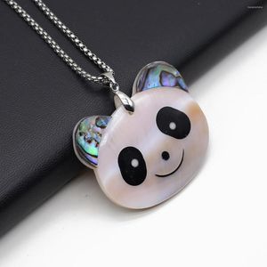 Chaînes Coquilles D'ormeaux Naturels Collier Pendentif Dessin Animé Panda Forme Nacre Charmes Exquis Pour La Fabrication De Bijoux Accessoires De Bricolage