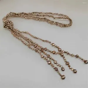 Chains Natural Broon Baroque Collier de perles d'eau douce Grande taille Shell Pendentif Party Party Ladies Pull Chaîne 120 cm