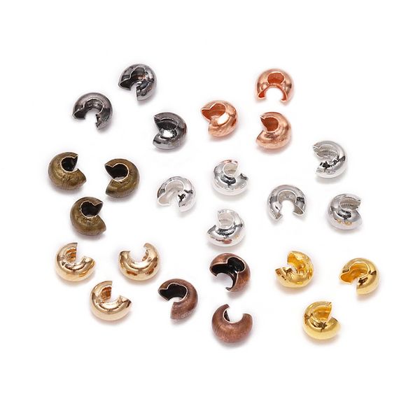50-100pcs / lot Couvertures de cuivre Rounds Corride Perles d'extrémité Dia 3 4 5 mm Perles d'espaceur de boutique