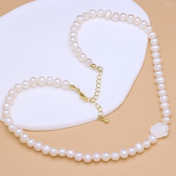 Chaînes collier de perles d'eau douce naturelle perle de pomme de terre pour femmes bijoux fête Banquet cadeau filles