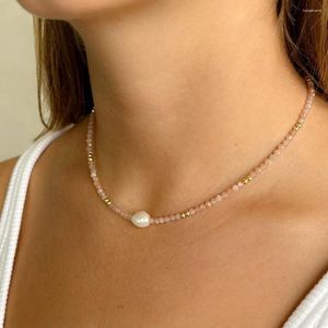 Chaines Collier de perles baroques en eau douce naturelle bijoux en pierre cristalline brillante