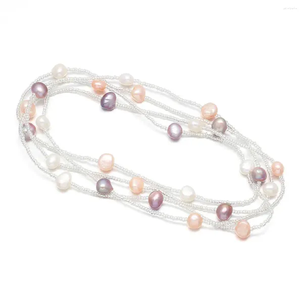Chaînes perles d'eau douce naturelles perles 8-9 mm longue chaîne 124 cm pour collier bracelet cheville bijoux accessoire fabrication