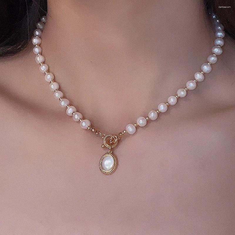 Łańcuchy naturalny naszyjnik z perłową słodką wodą dla kobiet biżuteria łańcucha obojczyka