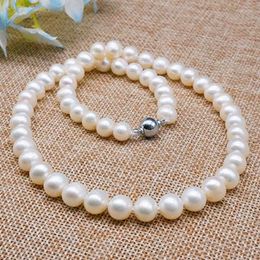 Chaînes colliers de perles d'eau douce naturelles 7-8mm perles en argent Sterling blanc 925 métal matériel bijoux de fiançailles cadeau pour les femmes