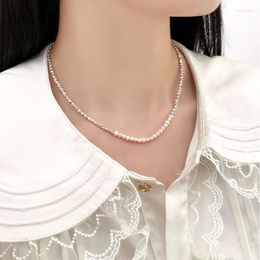 Chains Natural Enthater Pearl Simple irréguliers Sterling Sier Collier Girl Gift Bijoux