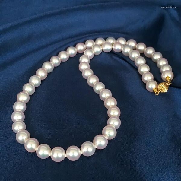 Chaînes naturelles véritable 10-11mm blanc bon lustre collier de perles rondes femmes bijoux chaîne