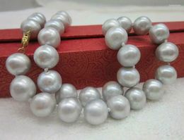 Chaînes Naturel Magnifique 11-10mm Collier de perles grises des mers du Sud 14K