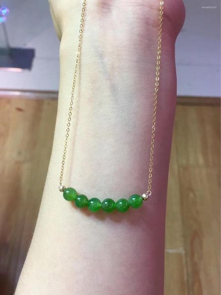 Cadenas de cuentas de Jade verde Natural, collar con sonrisa, joyería de jadeíta, accesorios de encanto de moda, amuleto de la suerte tallado a mano, regalos para mujeres