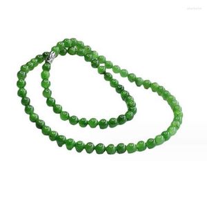 Chaînes Naturel Vert Jadéite Perles Collier Femmes 6mm Jade