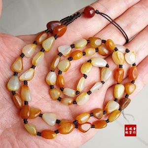 Ketens natuurlijke hetiaanse jade onregelmatige vorm handgesneden kralen ketting eenvoudige retro temperament sieraden mode voor vrouwen mannen geluk