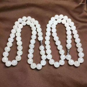 Chaînes Collier de perles blanches en jade hétien naturel Suet