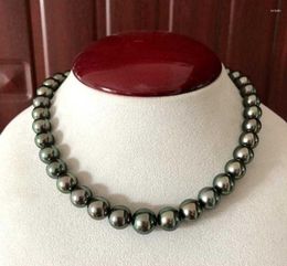 Chaînes naturelles haut de gamme 18 "11-12mm mer du sud véritable blanc noir paon collier de perles rondes femmes bijoux de luxe