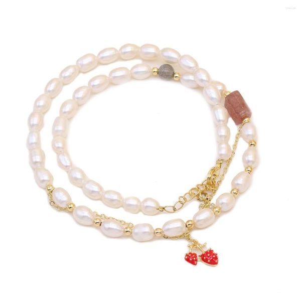 Chaînes naturelles irrégulières en forme de riz, collier de perles de culture d'eau douce, perles baroques blanches pour bijoux pour femmes, cadeau de fête