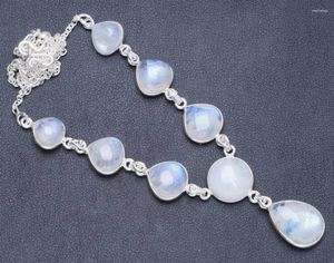 Cadenas Natural Rainbow Moonstone Handmade UNICE 925 Sterling Silver Collar 17.25 1 