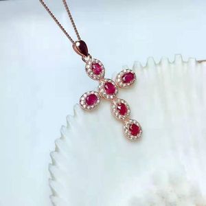 Ketens natuurlijke ruby/smaragdskrui hangers ketting s925 sterling zilveren fijne mode charme sieraden voor vrouwen meibapjfs1