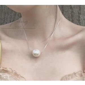 Kettingen Natuurlijke zeewater Pearl Pendant ketting sleutelbeenketting is rond en sterk 925 Sterling Silver All-match