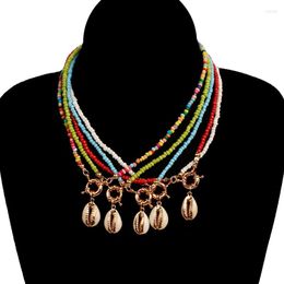 Chaînes collier de perles de coquillage naturel bohême 15.75in tour de cou accessoires de bijoux de perles colorées