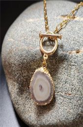 Ketens natuurlijke zonne -quartz neckace genezing kristal met gouden lariat link ketting witte stalactiet sieraden nc098 5PieClesLotchain3718664