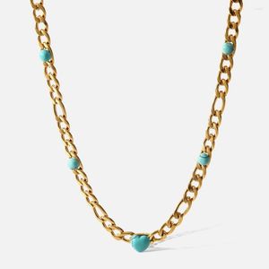 Ketens natuursteen ketting set voor vrouwen lichte luxe dames roestvrijstalen armband tassel oorbellen 18k echte gouden vergulde sieraden