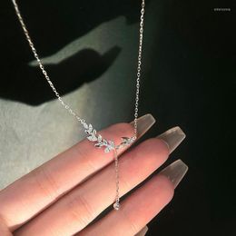 Chains NBSAMENG 925 Sterling zilver verse blad sleutelbeen ketting licht luxe delicate zoete sieraden voor vrouwen meisje cadeau drop