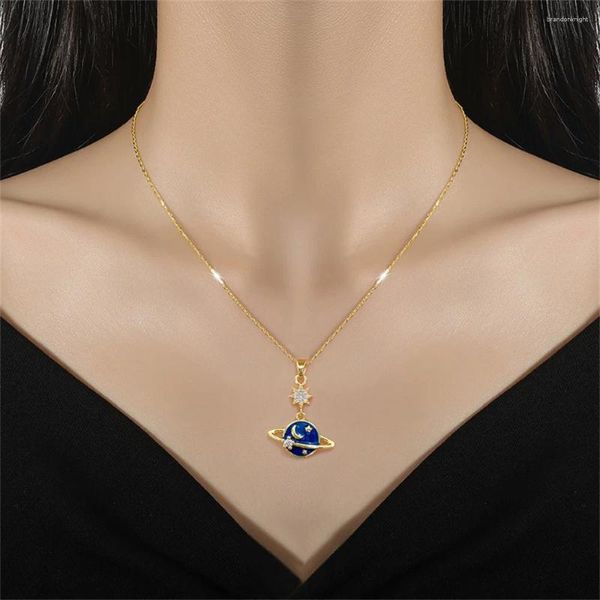 Chaînes NCEE 2023 Acier inoxydable Romantique Interstellaire Space Moon Star Pendentif Collier pour femmes filles tempérament cadeau