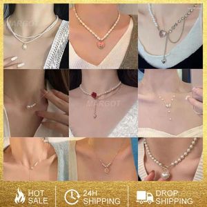 Kettingen Nekketting Comfortabel om te dragen Schattig Kristallen kettingen Liefdeshanger Gemakkelijk concave vorm Vrouwelijke legering Sieraden en accessoires