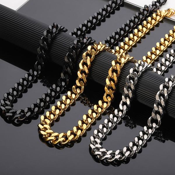 Chaînes cou chaîne lourde pour hommes grands colliers longs mâle couleur or Hiphop acier inoxydable collier cubain 2023 Collares