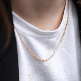 Kettingen Ketting Choker Voor Vrouwen Meisjes 2mm Rvs Rolo Kabel Link Chain Goud Kleur Sieraden 18 inch Uitbreiding DKN641