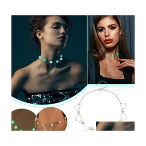 Ketens ketting diamant liefde kort sleutelbeen ketting modeontwerp handgemaakte lichtgevende kraal nek goud en groene halvee￫n laten vallen deli dhm1h