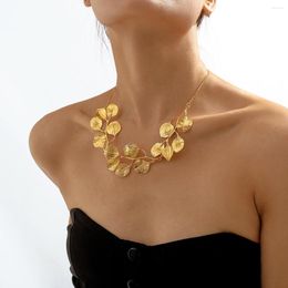 Chaînes collier pour femmes exagéré feuille pendentif tour de cou Vintage réglable boîte chaîne Collares Grunge bijoux Steampunk hommes