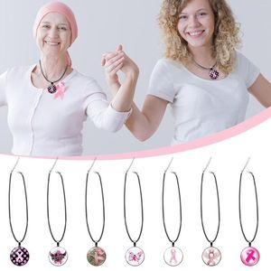 Chaînes Collier En Cuir Pour Cordon Du Sein Pendentif Ruban Noir Rose Caring Colliers Y Femmes Mère Et Fille