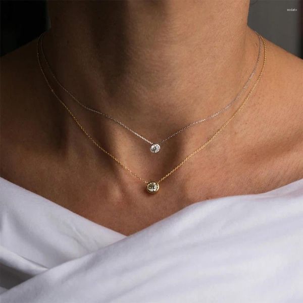 Chaînes collier sur le cou en acier inoxydable, breloque strass couleur or, pendentif 12 pierres de naissance pour femmes, bijoux 2024