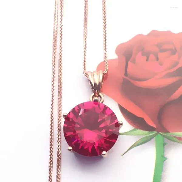 Collier de chaînes Ruby simple pour femme 14k rose plaqué plaqué exquis pendentif élégant bijoux de fiançailles