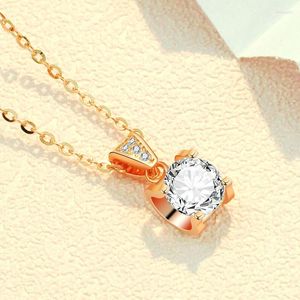 Ketten Halskette Damen 925 Sterling Silber Rosévergoldet Schlüsselbeinkette Einfacher und frischer Farbanhänger 2023 Juwel