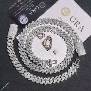 Ketens kettingen ontwerper Cuban Link ketting ketting voor mannen vergulde goud 12 mm 14 mm w 2 rij moissaniet diamant hiphop heren sieraden personaliseren choker dames 841
