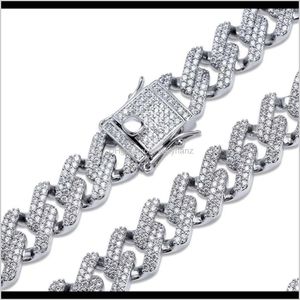 Chaînes Colliers Pendentifs Drop Delivery 2021 14Mm 16-30Inches Miami Cuban Square Link Chain Collier Or Sier Couleur Iced Out Cubic Zirconi