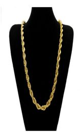 Chaînes Colliers Pendants Bijoux 10 mm d'épaisseur 76 cm de corde de long Chaîne Ed 24k Collier lourd Hip Hop Gold Hip Hop pour hommes Del9063554