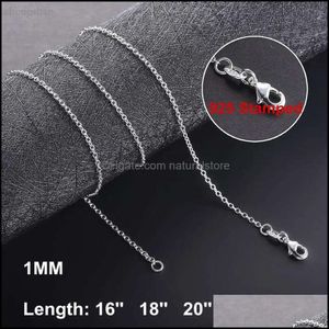 Ketens kettingen hangers sieraden 1 mm sterling sier link voor vrouwen hanger kreeft klimp rolo keten mode diy accessoires 16 18 20 2671