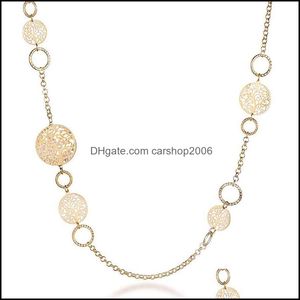 Chaînes Colliers Pendentifs Bijoux 2022 Pull en cristal creux Femme Collier Fête de mariage Déclaration d'or Arbre de vie Longue chaîne pour WOM