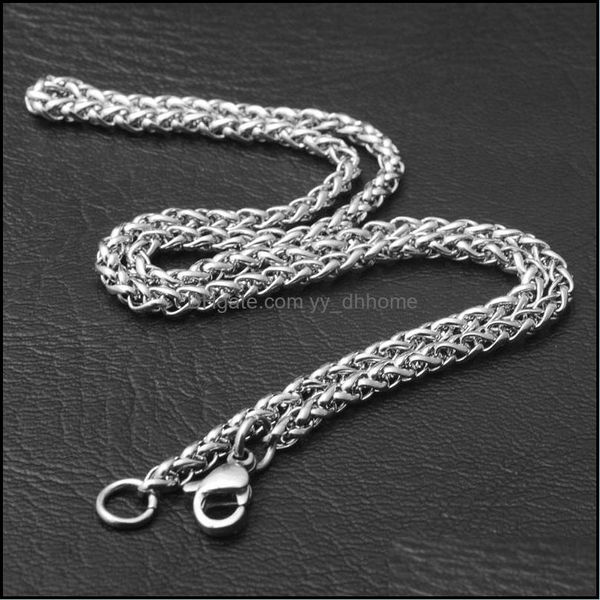 Cadenas Collares Colgantes Joyería 4/5/6 / Mm Sier Plateado Acero inoxidable Mujeres Hombres Gargantilla Para Hip Hop Colgante Joya Dhvhs