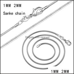 Ketten Halsketten Anhänger Schmuck Bk 1 mm 2 mm 925 Sterling Silber Schlangenhalsband Optionale Größe 16 18 20 22 24 26 28 30 Zoll Drop Delivery 202