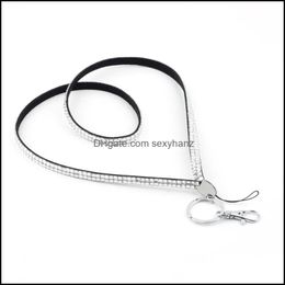 Ketten Halsketten Anhänger Schmuck Bling Lanyard Kristall Strass Halskette mit Krallenverschluss Ausweishalter für Handygurte Charms 9