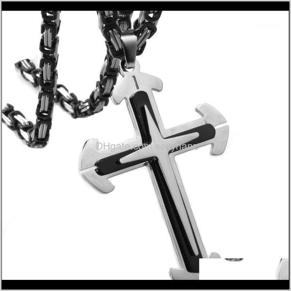 Chaînes Colliers Pendentifs BijouxÉglise catholique En Acier Inoxydable Jésus Croix Collier Religion Crucifix Pendentif Mode Chaîne À Maillons Byzantins