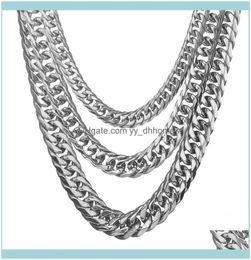 Chaînes Colliers Pendants JewelryChains 131619mm Tone or blanc Tone en acier inoxydable Coucle de liaison cubaine Collier mâle X PART6483018