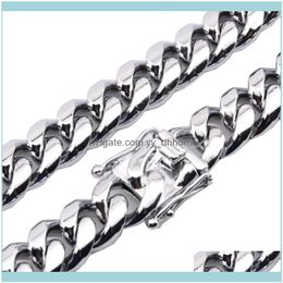 Cadenas Collares Colgantes Cadenas de joyería 16Mm de ancho Enorme Pesado Acero inoxidable Sier Color Biker Joyería Miami Cadena de bordillo cubano Hombres Enlace cuello