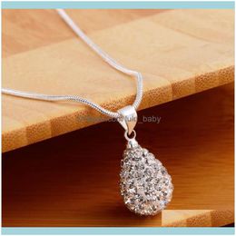 Chaînes Colliers Pendentifs Jewelrychains 925 Sier Bijoux Tchèque Diamant Eau Pendentif Collier 18 "Femme Cadeau De Mariage1 Drop Delivery 2021 0