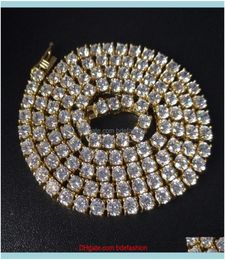 Chaînes Colliers Pendants JewelryNever Fade 5mm 18202224Inches en acier inoxydable glacé sur la chaîne de tennis CZ Bracelet Hip Hop Men JE1896422