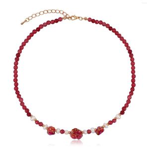Cadenas NEKOL Collar de cuentas de vidrio Accesorios de joyería de moda para damas niñas al por mayor joyería de moda perla mujeres
