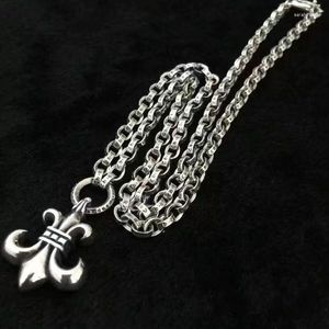 Cadenas Netizen Guapo Plata Pura Collar Largo Colgante Punk Thai Niños Militar Flor Cadena Hombres y