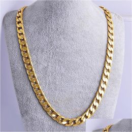 Ketens nieuwe grote 10 mm dia gele vaste goud gevulde Cuban link ketting ketting dikke heren sieraden dames koelkettingen hiphop dhgarden dhtjm